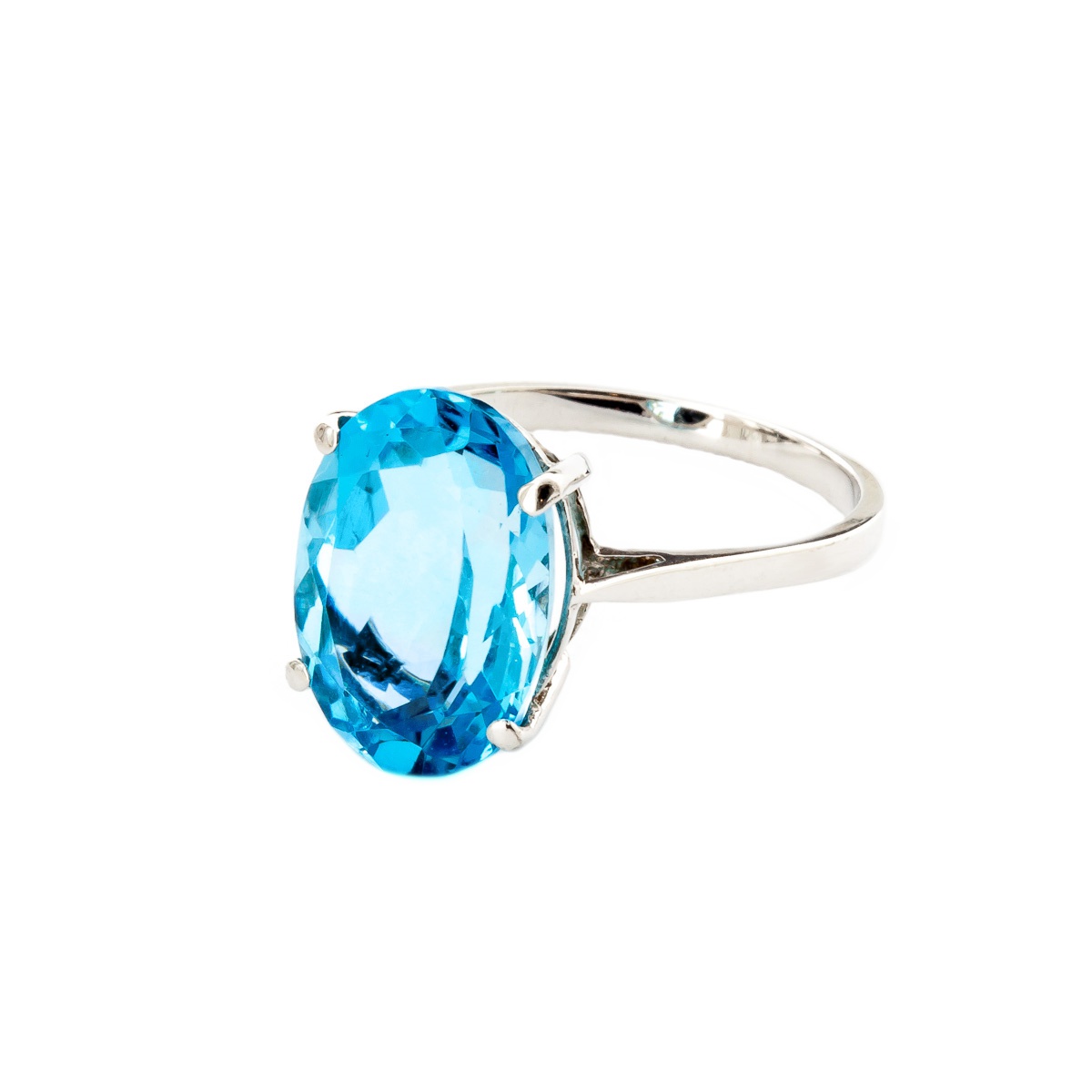 Galaxy Gold 8 Carat 14k Solid White Gold Ring Natural Oval Blue Topaz (10) - image 2 of 5