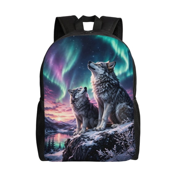 Wolf Backpack Full Front Print Travel Laptop Bag for Men and Women