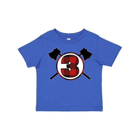 

Inktastic 3rd Birthday Buffalo Plaid Lumberjack Gift Toddler Boy Girl T-Shirt