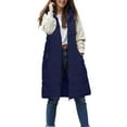 thumbnail image 4 of felwors Women's Long Hooded Down Zip Vest - Lightweight Quilted Padding with Pockets Blue, XXXXL/XXXL, 4 of 6