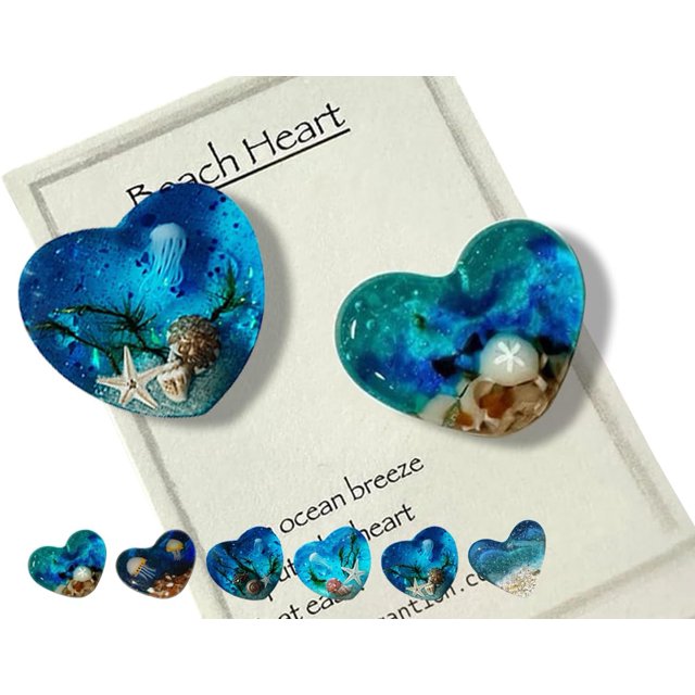 Corazón de bolsillo de vidrio para playa, adorno de corazón de vidrio oceánico hecho a mano con fusión de mar natural, ficha de bolsillo de corazón de vidrio fusionado, mini ficha linda y duradera con