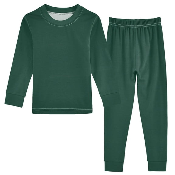 joogoo Dark Green Paint 2 Piece Long Sleeve Tee and Pants Cotton Pajama Set 5Y