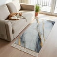 thumbnail image 2 of Area Rug with Tassels 2' x 5', Gray Gradient Marble Abstract Gold Foil Kitchen Runner Rug for Hallway Bedroom Throw Rugs, White Geometric Art Soft Door Mat for Bathroom Entrance Living Room, 2 of 9