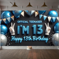 thumbnail image 2 of Blue Balloon Birthday Banner Happy 13th Birthday Decorative Design Star Pattern for Teen Party Event Indoor Decoration, 2 of 3