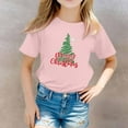 thumbnail image 2 of Kids Short Sleeve T-Shirt with Christmas Tree Graphic Print Crew Neck Casual Fit Soft Cotton Material for Holiday Wear, 2 of 5