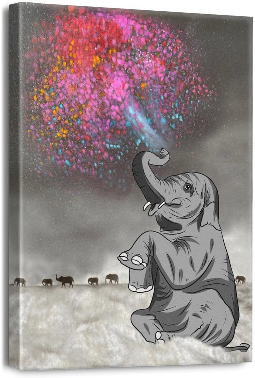 African Elephant Wall Decor Black and White Elephant Canvas Wall art