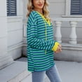 thumbnail image 6 of Craaazy Womens Striped Sweatshirt Drawstring V Neck Pullover Long Sleeve Striped Color Block Tops Casual Loose Comfy Blouse Gifts For Women, 6 of 8