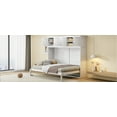 thumbnail image 6 of Full Size Murphy Bed Wall Bed with Top Storage Cabinets, Space Saving Foldable Bed Frame for Small Rooms, Durable White Cabinet Bed with Easy Pull Handles & Mattress Support Slats, 6 of 9