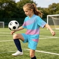 thumbnail image 4 of Atogsazn Kids Boys Football Training Set Childrens Athletic Jogger Outfit Short Sleeve Tee & Shorts Running Suit Summer Blue 8-10 Years Fashion, 4 of 9