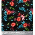 thumbnail image 1 of Soimoi Poly Georgette Fabric Flower & Leaves Watercolor Printed Craft Fabric by the Yard 52 Inch Wide, 1 of 3