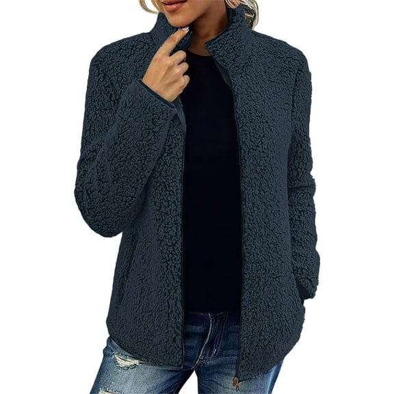 eileial Women's Zip up Cardigan Jackets Lightweight Long Sleeve Snap Button Jacket Spring Coats Outwear with Pockets,Blue S