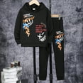 thumbnail image 3 of KIMI BEAR Big Boys Outfits 7T Big Boy Fall Winter Outfits 8T Big Boy Graffiti Prints Long Sleeve Hoodie Sweatshirt + Pants 2PCS Set Black 7-8 Years, 3 of 9