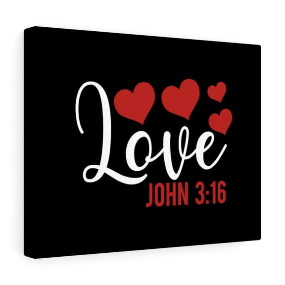 Scripture Walls John 3:16 Love Red Hearts Bible Verse Canvas Christian Wall Art Ready to Hang Unframed