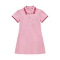 thumbnail image 1 of Zpanxa Robes d'Été pour Filles à Manches Courtes, Col Rayé, Longueur Genou, Robe Princesse Décontractée en Coton avec Boutons, Rose, 15-16 Ans, 1 of 5