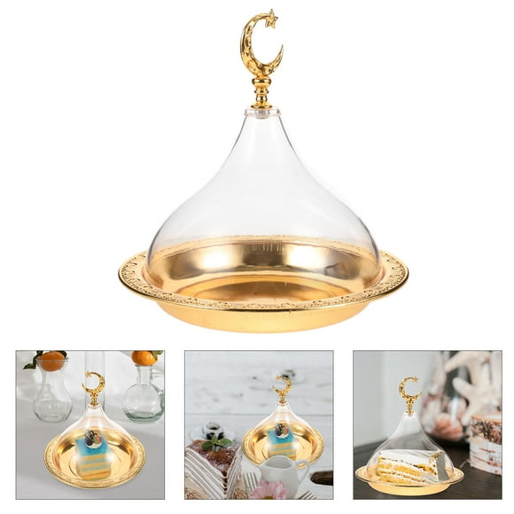 OUNONA 1 Set Cake Serving Plate With Lid Round Acrylic For Cake Display At Anniversaries