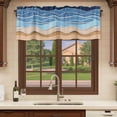 thumbnail image 6 of Blue Beige Ombre Curtain Valances for Windows, Kitchen Valance Window Treatments Panel 2 Pack, Moire Modern Geometric Aesthetics Rod Pocket Short Curtains for Bathroom Bedroom 60 x 18 Inch, 6 of 8