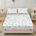 thumbnail image 2 of ZIATUBLES Beige Blue Floral Printed Twin Bed Sheets, Cooling Twin Sheets, Soft Cozy Bedding, 3 Piece Breathable Bedding with Standard Pocket 9.8 Inch Sheet & Pillowcase Set, 2 of 9
