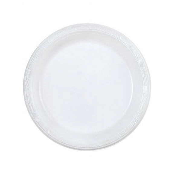 Party Dimensions White Plastic Dinner Plates, AFN19 inch Round Disposable Party Plates, Microwaveable | 100 Count