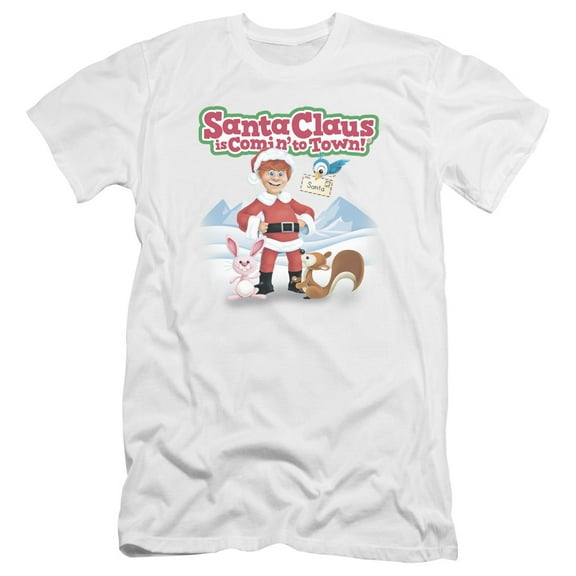 Santa Claus Is Comin To Town - Animal Friends - Premium Slim Fit Short Sleeve Shirt - Large