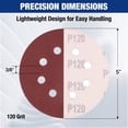 thumbnail image 3 of Sanding Discs WORKPRO 50-Piece 120 Grit 5-Inch for Orbital Sander, 3 of 9