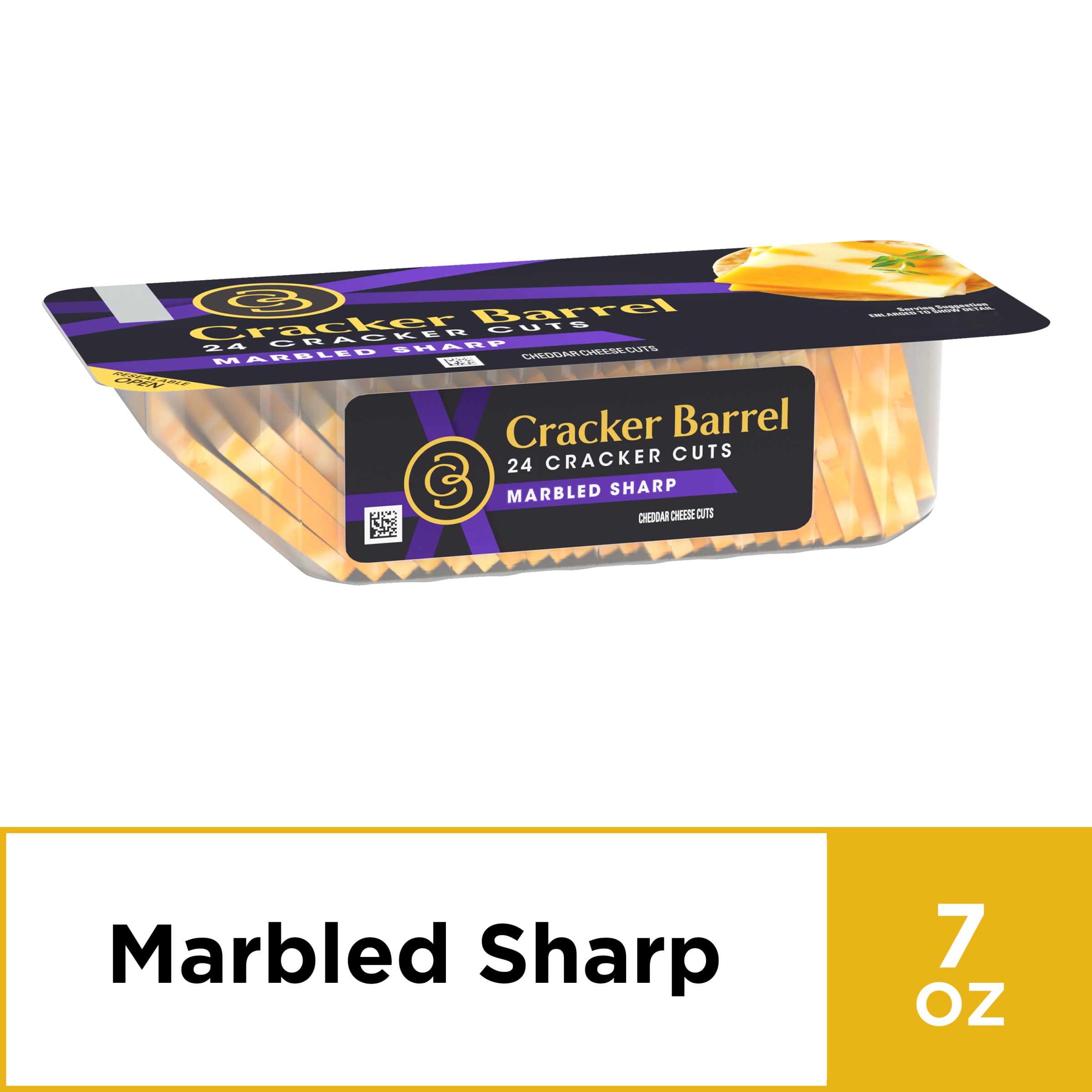 Cracker Barrel Sugar Free Sliced Marbled Sharp Cheddar Cheese 7 Oz Walmart Com