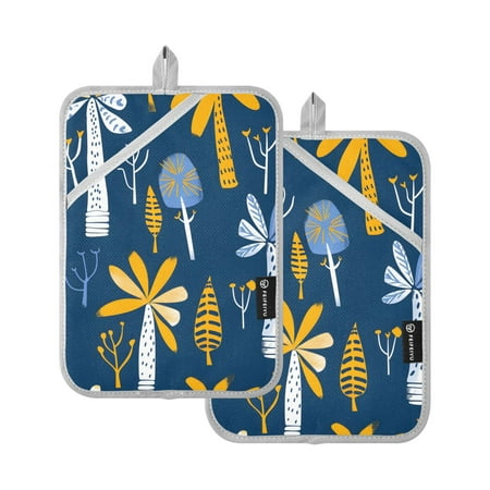 

Pot Holders Set of 2 Heat Resistant 338℉ Kitchen Oven Gloves Potholder Cooking Baking Microwave Mitts Coconut Tree