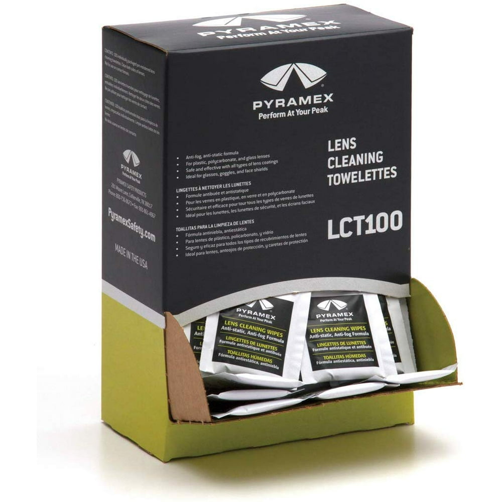 Pyramex Safety Lens Cleaning Towelettes, Individually Packaged, 100