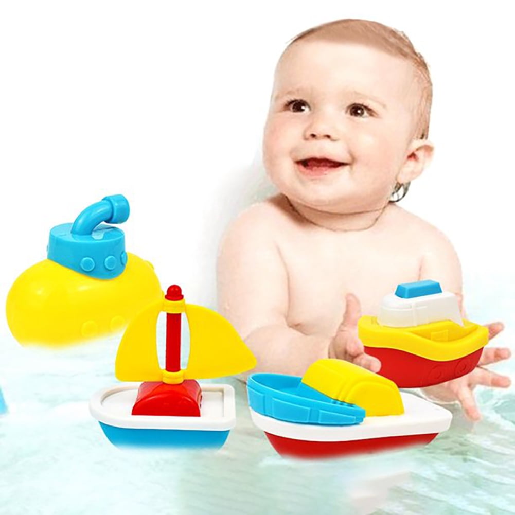 ANTIC DUCK Baby Bath Toys 4Pcs Floating Boats Bathtub Toys, Pool Water Toys for Toddlers Age 1 2 3 Years Boys Girls
