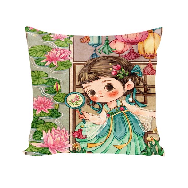 Cuadros Decorativos 11CT Impreso Chica Punto de cruz Funda de almohada Bordado Funda de almohada Decoración (1) Wdftyju de costura negro 4 estilos