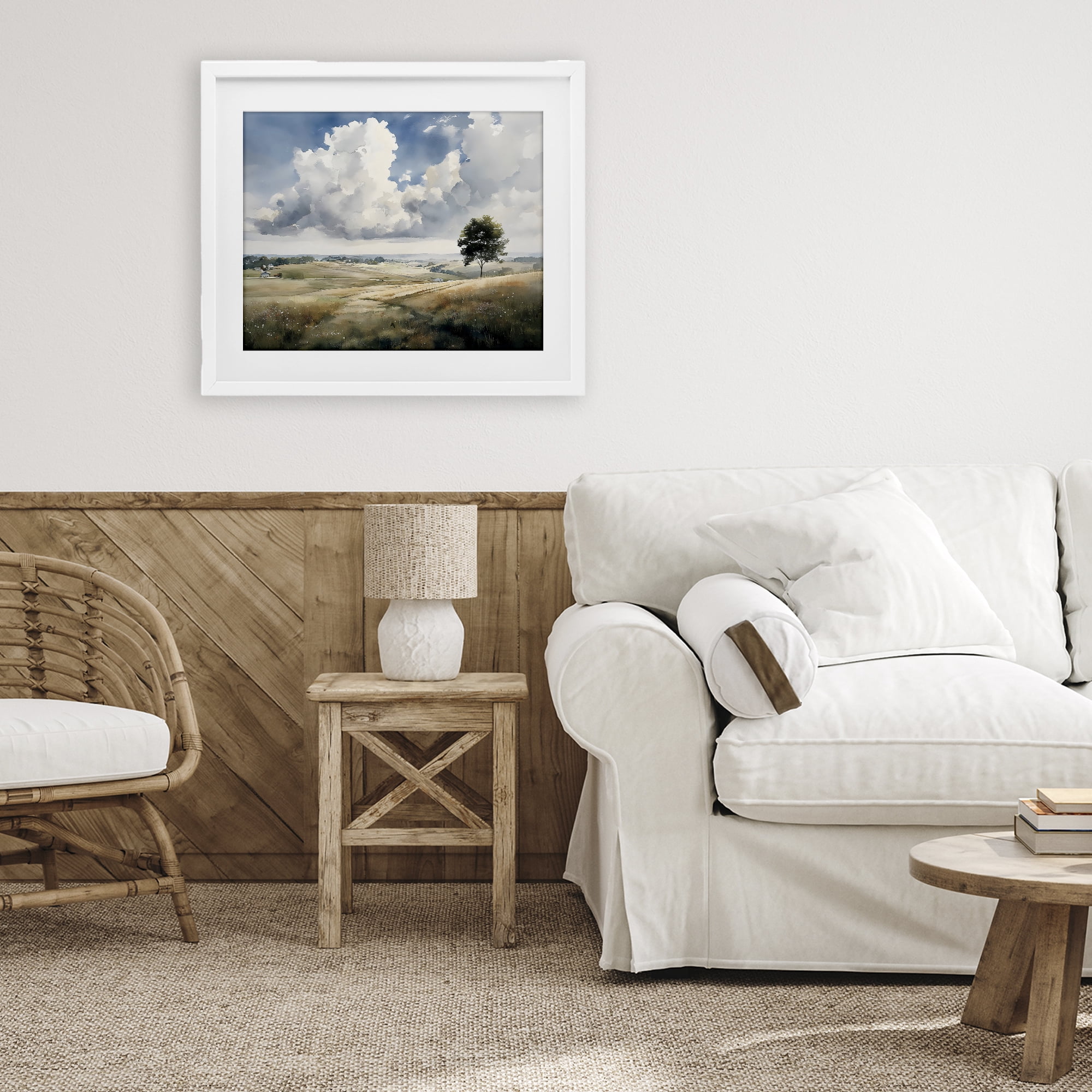 Stupell Industries Pretty Hills with Solitary Tree White Framed Print Under Glass, design by Franklyn Gregory