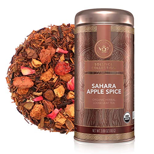 Teabloom Organic Herbal Tea, Sahara Apple Spice Loose Leaf Tea, Warm and Sweet Rooibos with No-Caffeine, USDA and EU Certified Organic, Fresh Whole Leaf Blend in Reusable Gift Canister, 3.88 oz/110 g