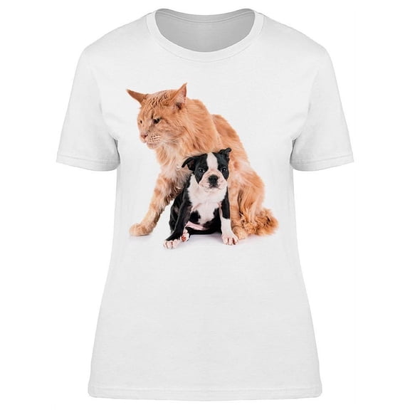 Maine Coon Cat And Dog T-Shirt Women -Image by Shutterstock, Female Small