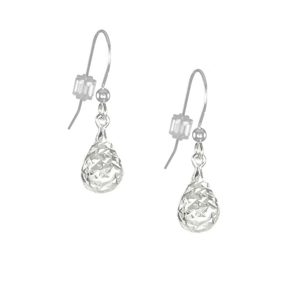 Small Everyday .925 Sterling Silver Diamond Cut Teardrop Earrings
