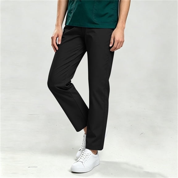 Ynynloco Unisex Scrub Pants for Men & Women Drawstring Cargo Medical Uniform Pull-on Straight Leg Nursing Scrub Bottoms with Pockets