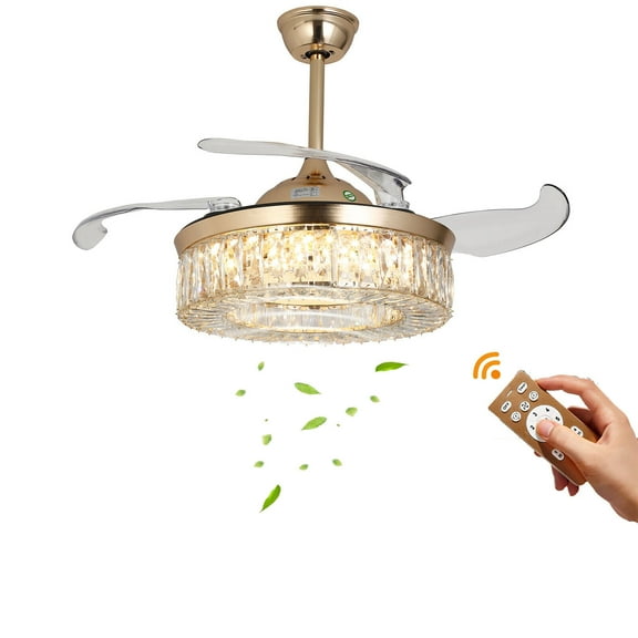 4 Blades 6 Speed Bedroom Lamp Modern Adjustable LED Ceiling Fan Light W/ Remote