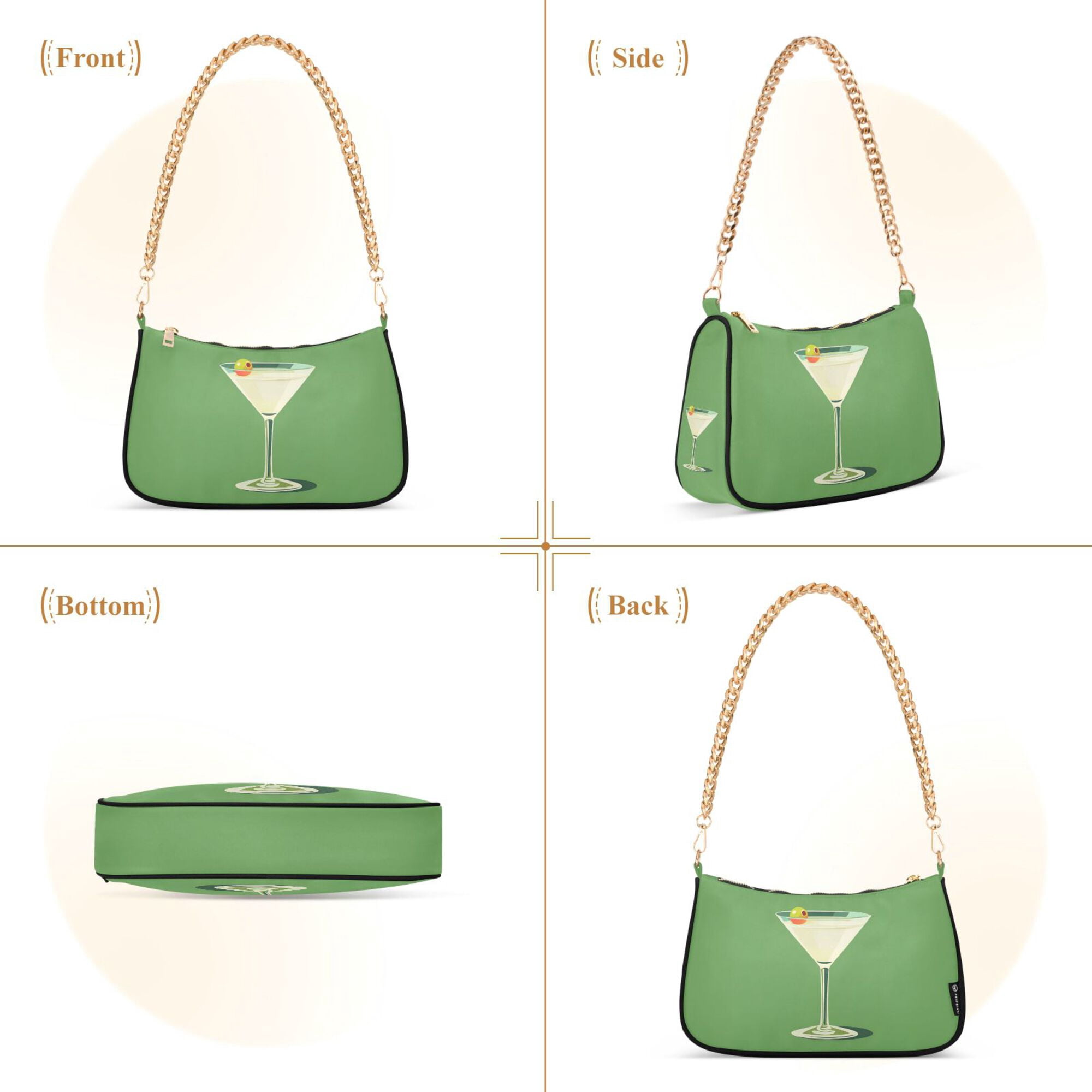 FORMRS Womens Shoulder Bag with Chain Strap Clutch Purse Cute Tote Handbag, Green Lemon Juice