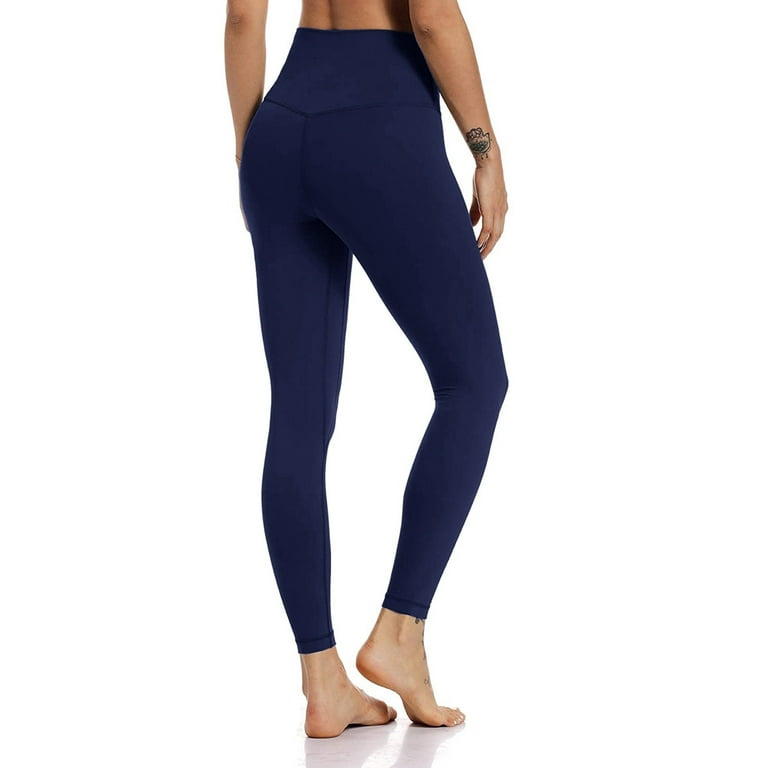 KaLI_store Yoga Pants for Women Thick High Waist Yoga Pants Workout Running  Yoga Leggings for Women Navy,XXL