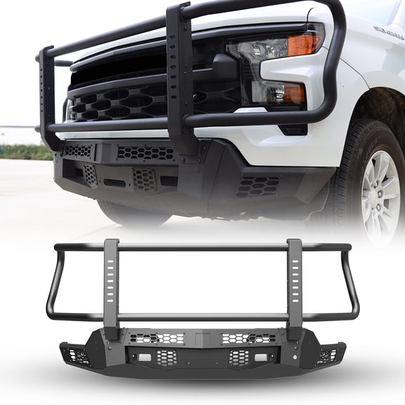 Front Bumper Bull Bar For 2022 2023 2024 Chevrolet Silverado 1500(Exclude ZR2)w/4"Pod Lights