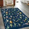 thumbnail image 2 of Blue Dinosaur Area Rugs 2.7'x5', Washable Small Throw Rugs for Kitchen Bedroom, Vintage Letters Farm Animals Indoor Outdoor Rug Non-Slip Low Pile Carpet Runner Reversible Floor Mats, 2 of 8