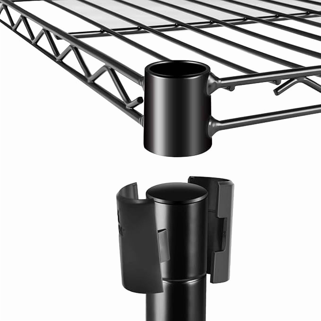 5-Tier Wire Storage Shelves, 30" D x 14" W x 63" H,1250 lb Load Capacity, Black,2-Pack