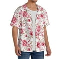 thumbnail image 4 of Vsdgher Rose Flowers Print Men's Wrinkle Free Untucked Cuban Shirt Business Casual Button Down Shirts Short Sleeve Shirt, 4 of 7