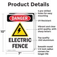 thumbnail image 2 of (2 Pack) Electric Fence OSHA Danger Sign 7 Inch X 10 Inch Indoor / Outdoor Rust-Free Aluminum Metal Signs for Workplace, Workshop, and Construction Site, Made in the USA, 2 of 8