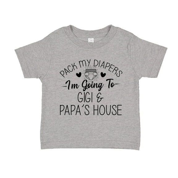 Pack My Diapers I'm Going to Gigi and Papa's House Toddler T-Shirt 2T Athletic Heather
