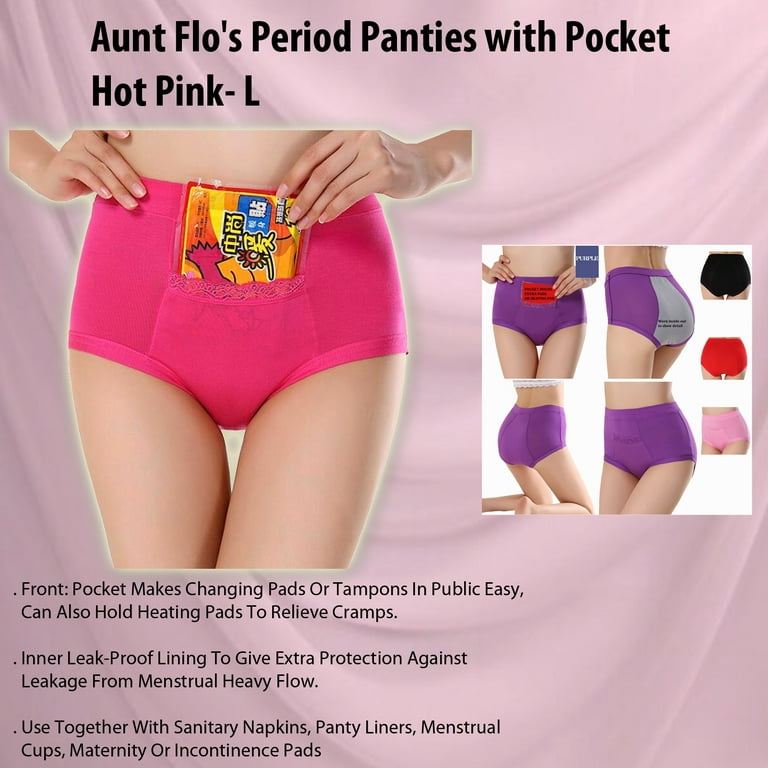 Code Red CODE RED Period Panties with Pocket- Hot Pink- L Pink Large