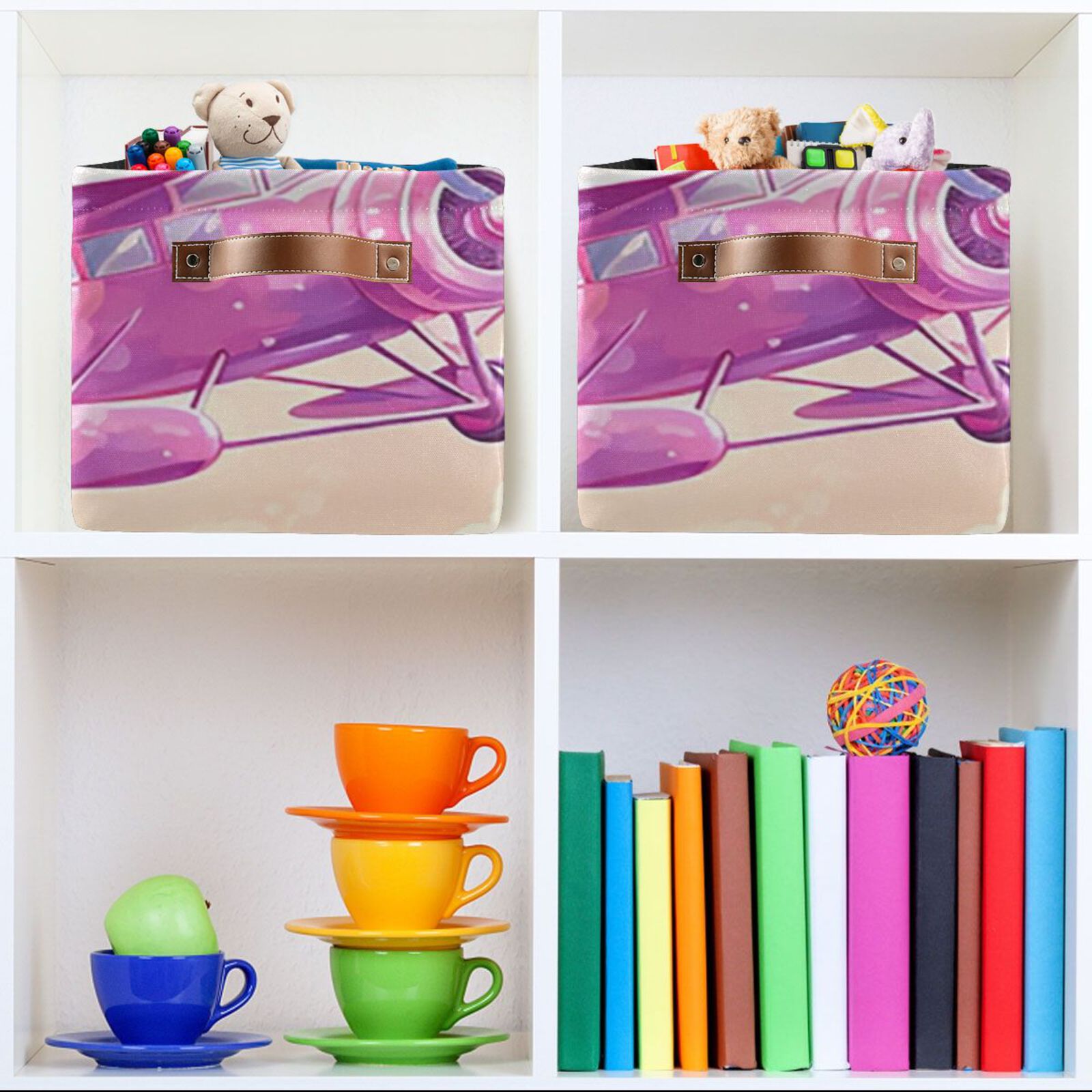Aircraft Clouds Pink Airplane Storage Bins Baskets With Handles Storage Box Clothes Organizer Organization Toys
