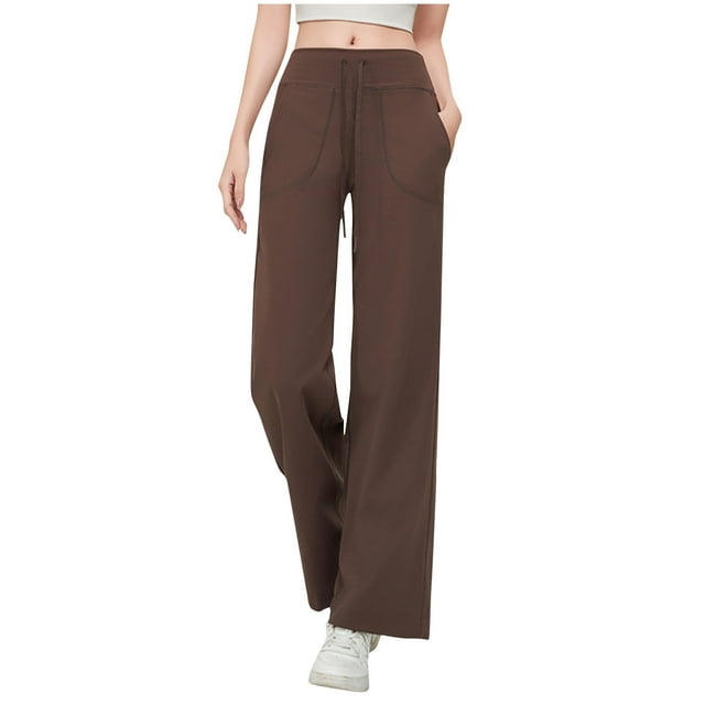 Timegard Workout Pants for Women Straight Leg High Waisted Drawstring Trackpants Athletic Gym Pants