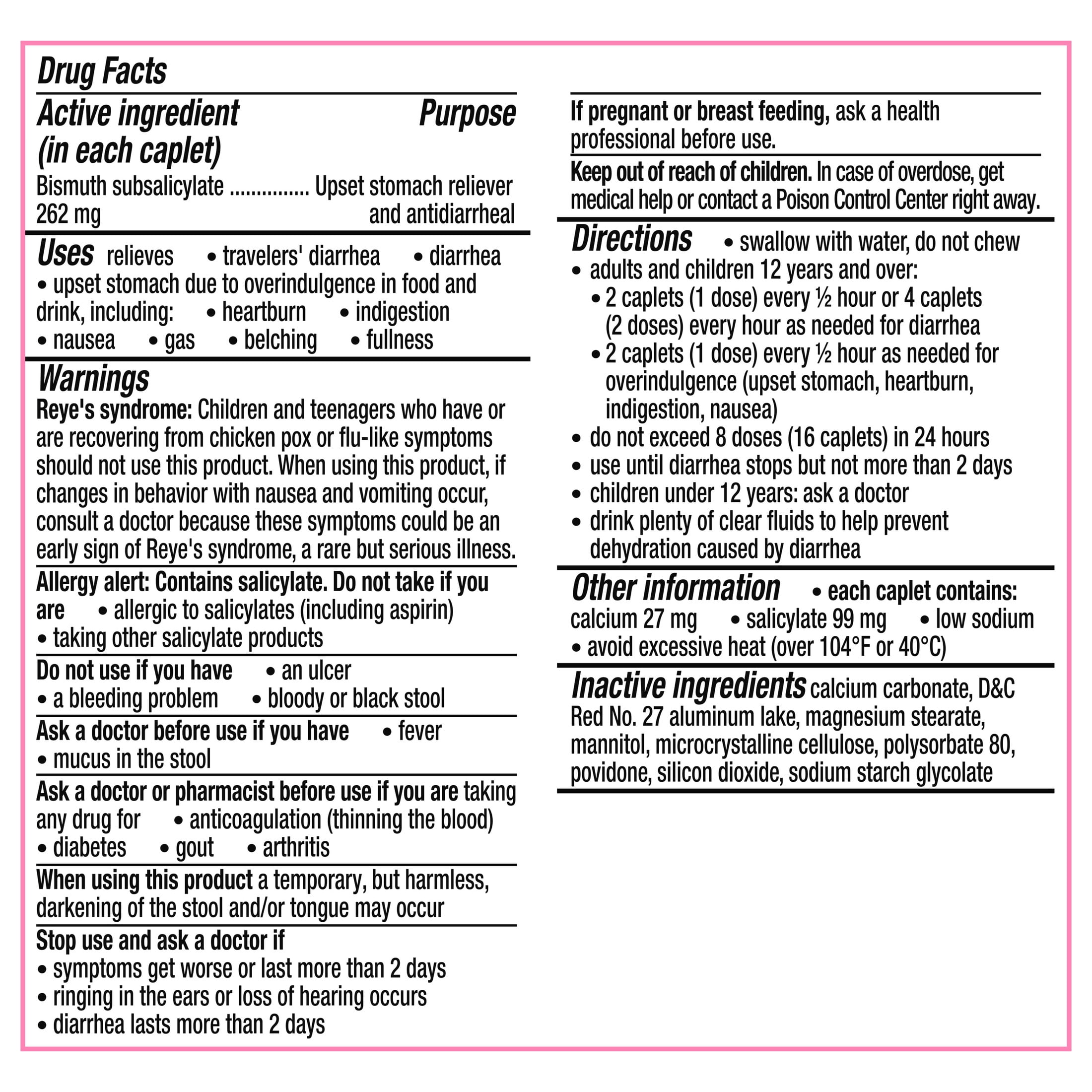Pepto Bismol Caplets, Upset Stomach Relief, Stomach Relief, Anti-Diarrheal, 40 Count
