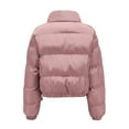 thumbnail image 5 of Stichou Women's Winter Cropped Puffer Jacket with Hood Waterproof Short Warm Quilted Jacket Puffy Bubble Coat Outerwear Pink S, 5 of 7