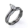 thumbnail image 4 of JeenMata 1.75 Carat Marquise Cut Solitaire Engagement Ring with Infinity Wedding Band Bridal Set in 18K Black Gold Plating over Silver, 4 of 7