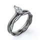 thumbnail image 4 of JeenMata Anillo de Compromiso Solitario de Talla Marquesa de 1,75 Quilates con Banda Nupcial Infinita Engastada en Oro Negro de 18 K sobre Plata (Personaliza Tu Banda Nupcial), 4 of 6